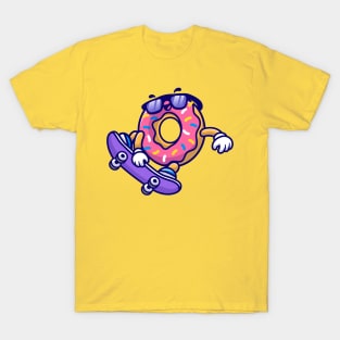 Cute Doughnut Playing Skateboard T-Shirt